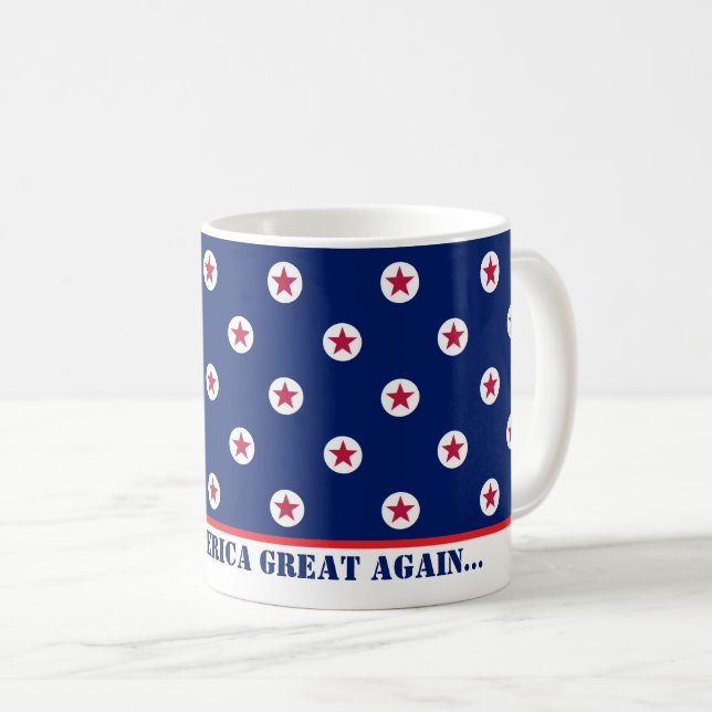 Patriotisk USA Röd Vit Blå Stjärnor SLOGAN  Kaffemugg (Framsida höger)