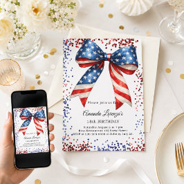 Patriotisk USA-slöja röd vit blå födelsedag Inbjudningar