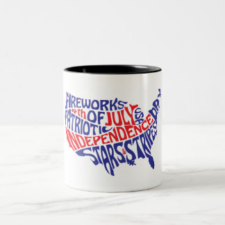 Patriotisk USA-typografi karta Två-Tonad Mugg