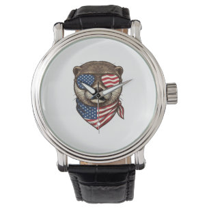 Patriotisk utter vektor vintage gravyr skjorta Des Armbandsur