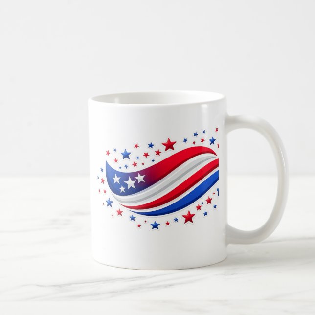 Patriotisk vågig amerikansk flagga med stjärnor |  kaffemugg (Höger)