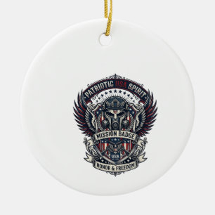 Patriotisk vaktmask frihet militäriskt inspirerad julgransprydnad keramik