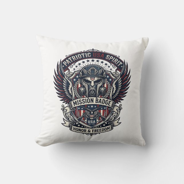 Patriotisk Vaktmask Frihet Militärt Inspirerad  Kudde (Framsida)