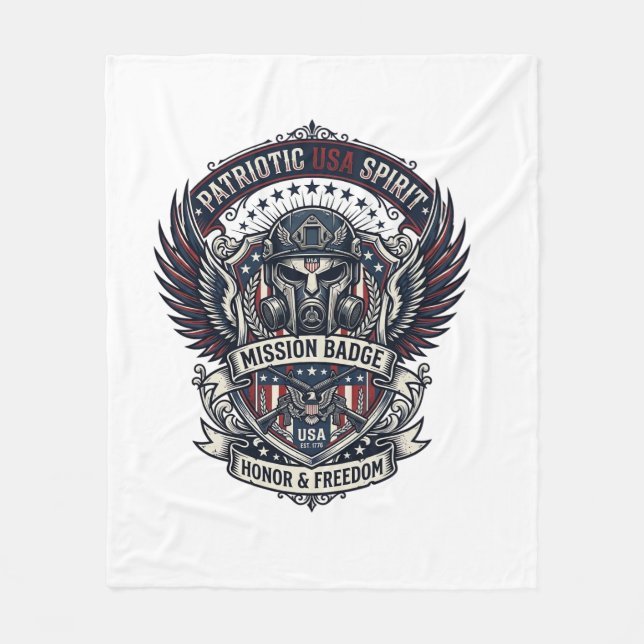 Patriotisk vaktmask frihetsmilitär inspirerad  fleecefilt (Framsidan)