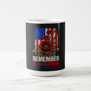 Patriotisk Vallmo Amerikansk Flagga - Minnas & Hed Kaffemugg