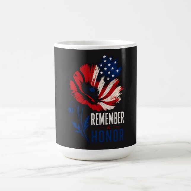Patriotisk Vallmo Minnas Hedra Amerikansk Flagga Kaffemugg (Center)