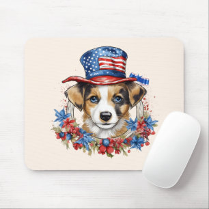 Patriotisk Valp 4:e Juli USA:s självständighetsdag Musmatta
