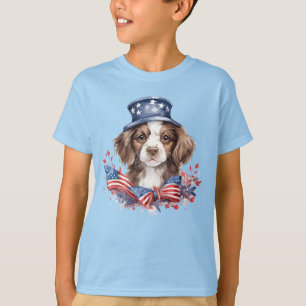 Patriotisk Valp 4:e Juli USA:s självständighetsdag T Shirt