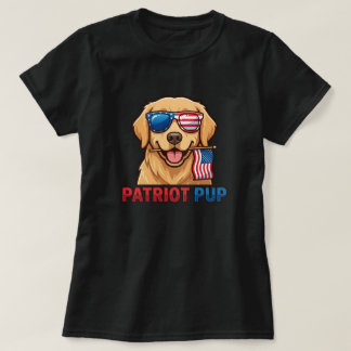 Patriotisk Valp Golden Retriever Patriotisk USA Fl T Shirt