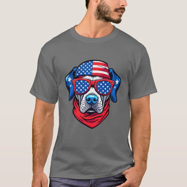 Patriotisk Valp i Stil T Shirt (Framsida)