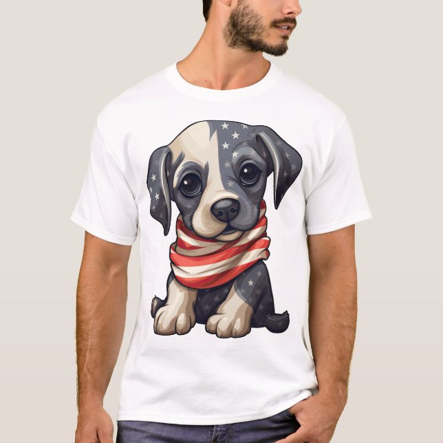 Patriotisk Valp - Stil 11 T Shirt (Framsida)