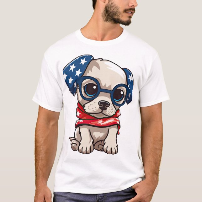 Patriotisk Valp - Stil 13 T Shirt (Framsida)