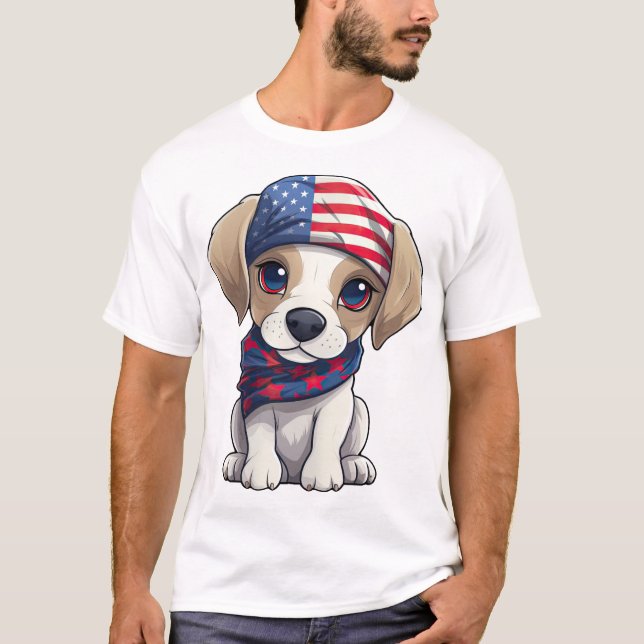 Patriotisk Valp - Stil 14  T Shirt (Framsida)