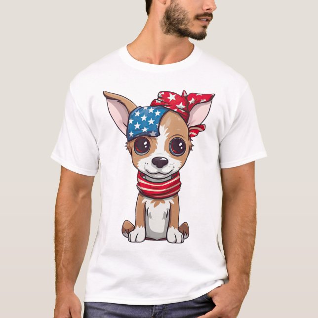Patriotisk Valp - Stil 4 T Shirt (Framsida)