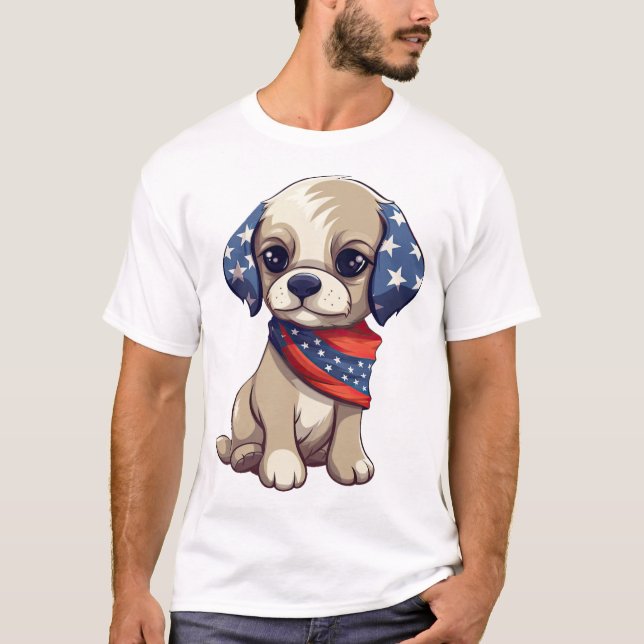 Patriotisk Valp - Stil 9 T Shirt (Framsida)