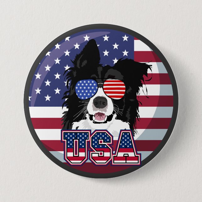 Patriotisk Valp USA Knapp (Framsida)