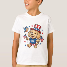 Patriotisk valp USA självständighetsdag T Shirt