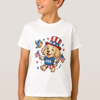 Patriotisk valp USA självständighetsdag T Shirt