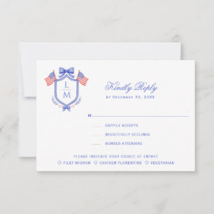 Patriotisk vapensköld med flaggor Monogram bröllo OSA Kort