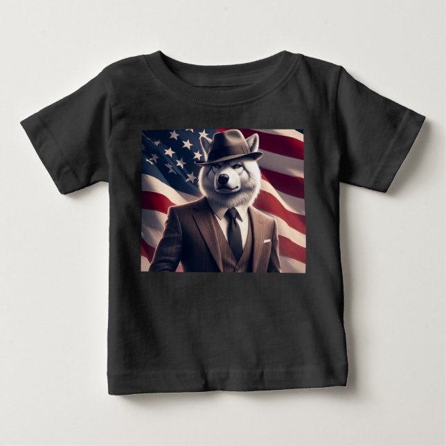 Patriotisk Varg   T Shirt (Framsida)