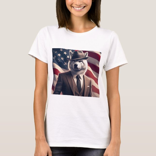 Patriotisk Varg   T Shirt (Framsida)