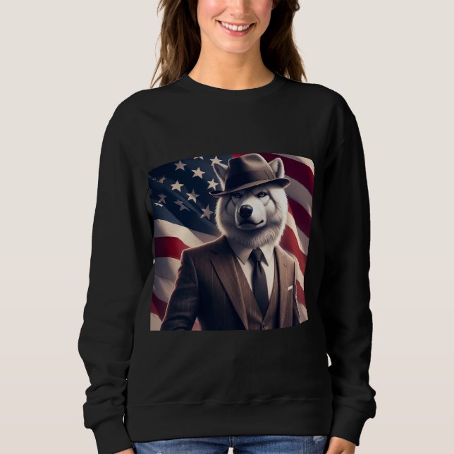 Patriotisk Varg   T Shirt (Framsida)