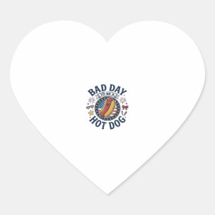 Patriotisk varmkorv dålig dag rolig 4 juli skjorta hjärtformat klistermärke