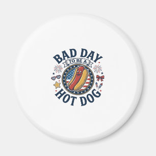 Patriotisk varmkorv dålig dag rolig 4 juli skjorta magnet