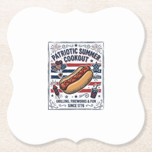 Patriotisk varmkorv vintage grillfest underlägg papper