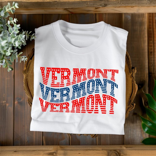 Patriotisk Vermont röd och blå Boho T-shirt  (Skapare uppladdad)