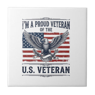 Patriotisk Veteran Örn Vintage Gravyr T-Shirt De Kakelplatta