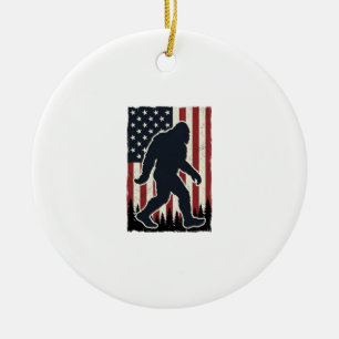 Patriotisk vildmarksfigur Vintage Flagga Vektor  Julgransprydnad Keramik