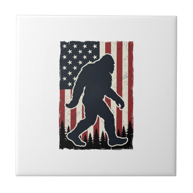 Patriotisk vildmarksfigur Vintage Flagga Vektor  Kakelplatta (Framsidan)