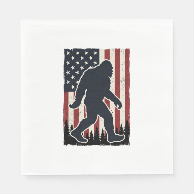 Patriotisk vildmarksfigur Vintage Flagga Vektor  Pappersservett (Framsidan)