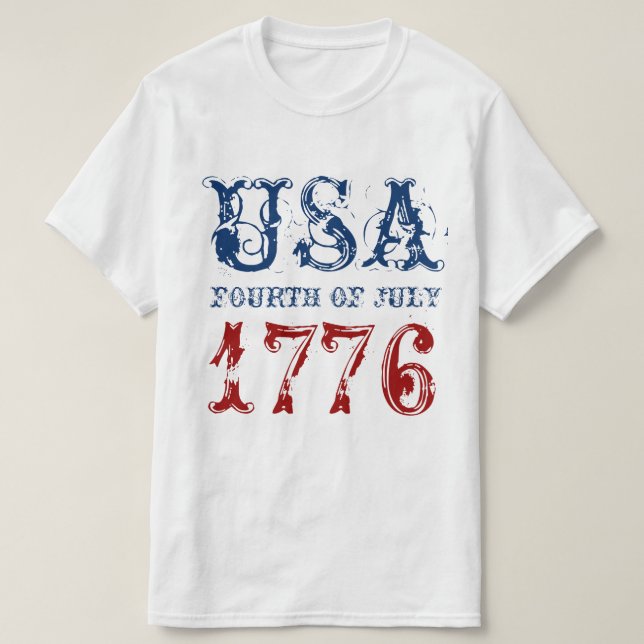Patriotisk vintage 4 juli 1776 t-shirt (Design framsida)