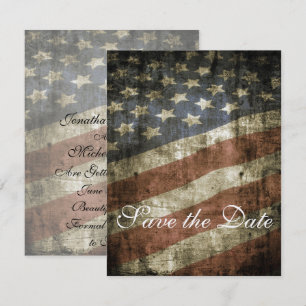 Patriotisk Vintage Amerikanska Flagga Bröllop Spara Datumet