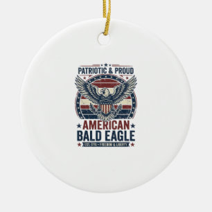 Patriotisk Vintage Bald Eagle Distressed T-Shirt ( Julgransprydnad Keramik