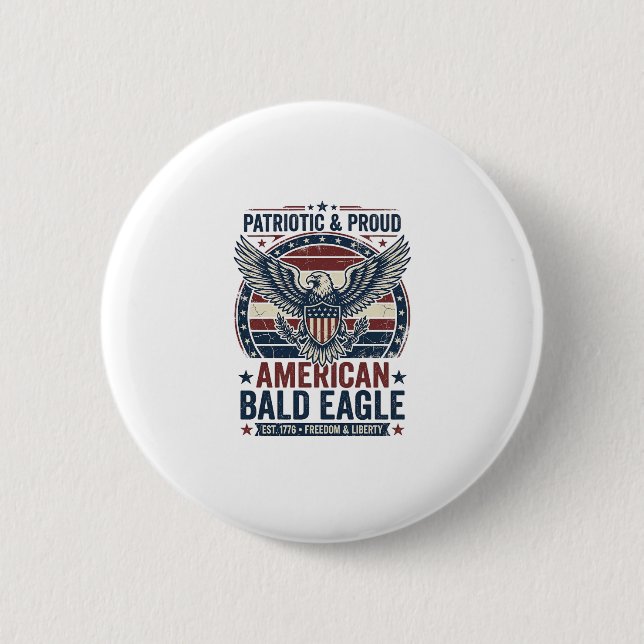 Patriotisk Vintage Bald Eagle Distressed T-Shirt ( Knapp (Framsida)