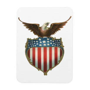 Patriotisk vintage, örn med amerikanska flaggan magnet