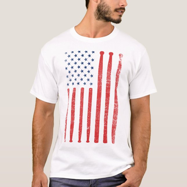Patriotisk vintage trummar den handelsresandeUSA T Shirt (Framsida)