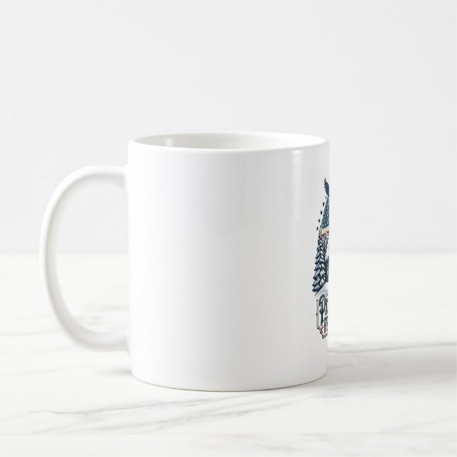 Patriotisk vinterstuga vektor grafisk t-shirt kaffemugg (Vänster)