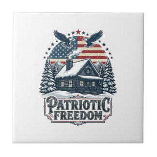 Patriotisk vinterstuga vektor grafisk t-shirt kakelplatta