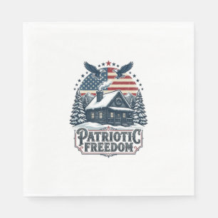 Patriotisk vinterstuga vektor grafisk t-shirt pappersservett