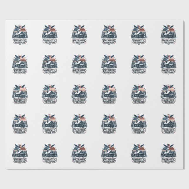 Patriotisk vinterstuga vektor grafisk t-shirt presentpapper (Platt)