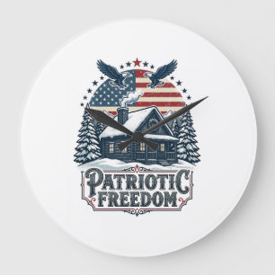 Patriotisk vinterstuga vektor grafisk t-shirt stor klocka