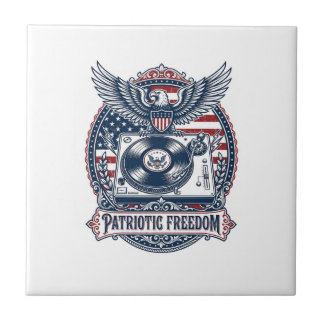Patriotisk Vinylsamlares Vektorgrafisk T-Shirt Kakelplatta