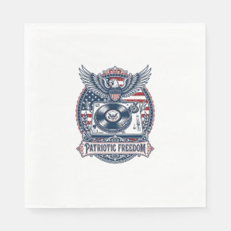 Patriotisk Vinylsamlares Vektorgrafisk T-Shirt Pappersservett
