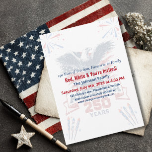 Patriotisk vit havsörn Amerika 250-årsjubileum 4 j Inbjudningar
