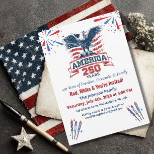 Patriotisk vit havsörn Amerika 250-årsjubileum 4 j Inbjudningar