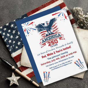 Patriotisk vit havsörn Amerika 250-årsjubileum 4 j Inbjudningar